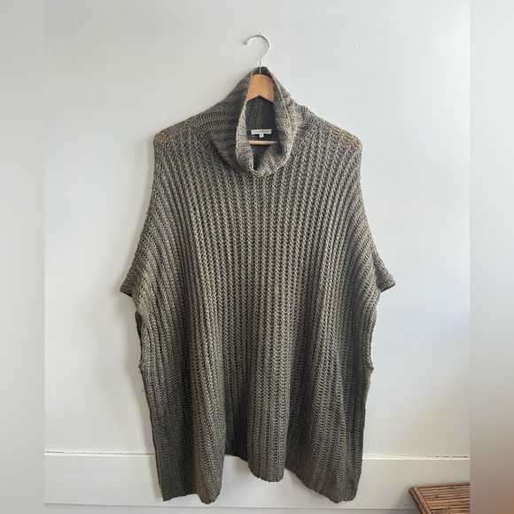 Lafayette 148 New York Sweaters - Lafayette 148 Olive Alpaca/Silk Oversized Poncho Sweater